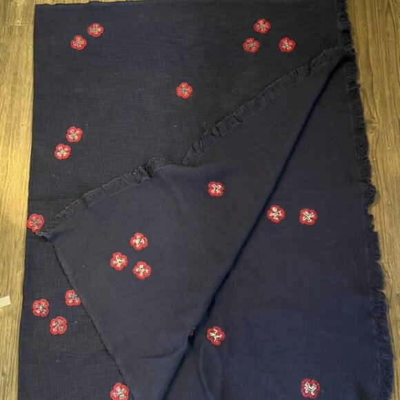 Jupe by Jackie Hand Embroidered Khadi Cotton Lalique  Floral Throw - Picture 1 of 4